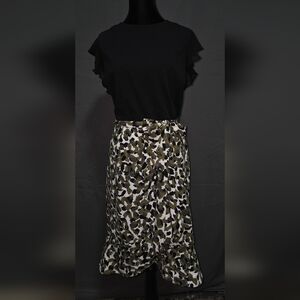 Black and Olive Leopard Print Dress